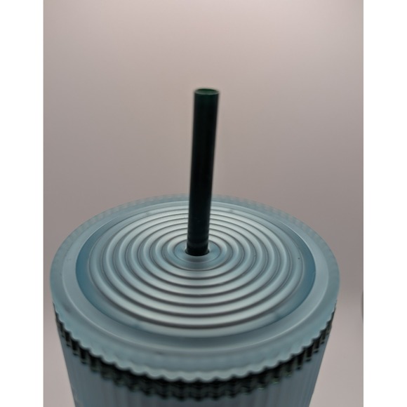 Starbucks‎ 2022 Light Blue Arched Pattern Tumbler with Straw 24 oz - Picture 3 of 6